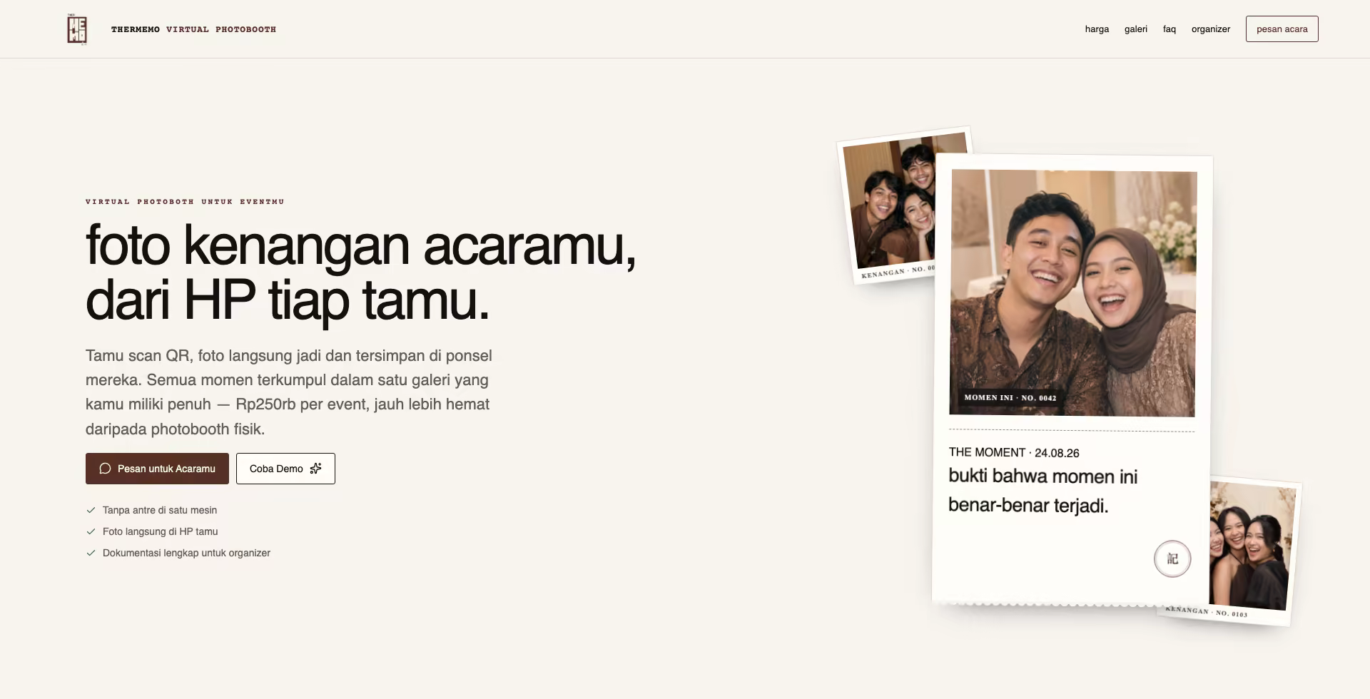 TherMemo — Photobooth & Keepsakes